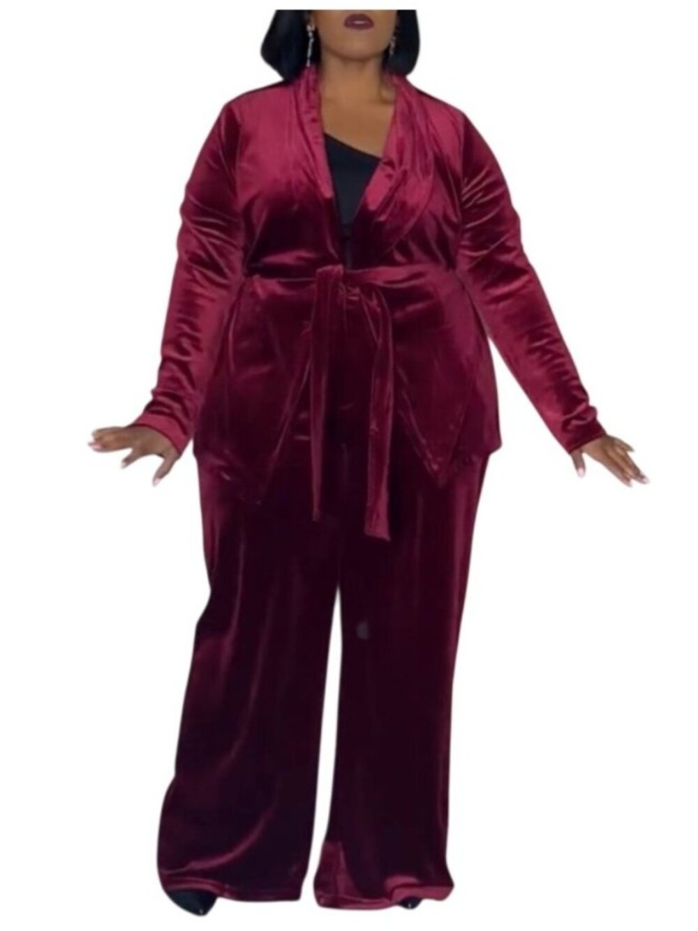 NWT Fashion to Figure SRV x FTF Velvet pants suit Set Jacket Wide Leg Pants 1X
